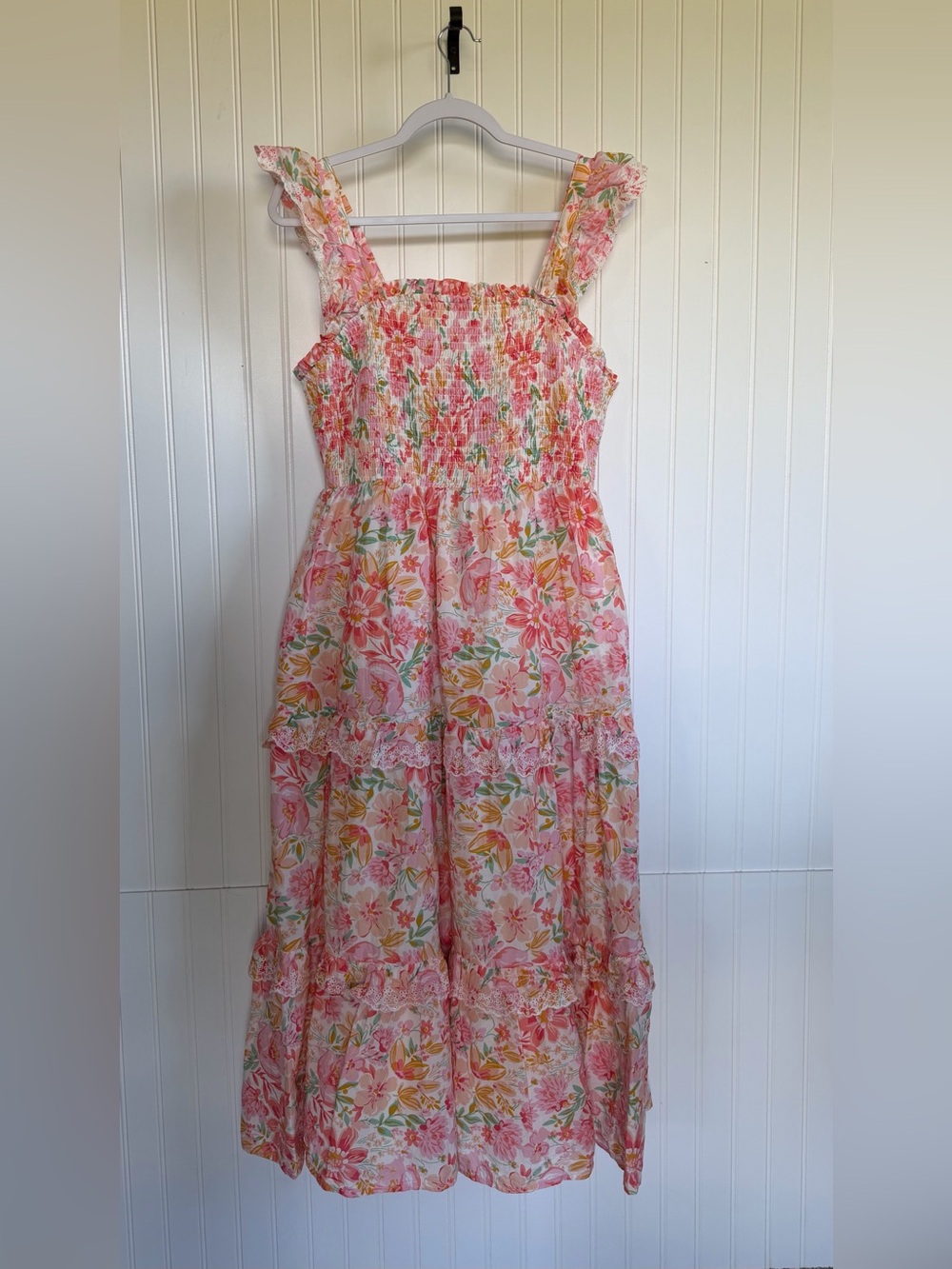 Haute Hippie Floral Maxi Dress Pink Orange Size 10 Boho Hippie Cottagecore